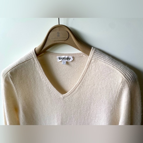 EUC TSE Cashmere Sweater, Long, Pockets, light rose cream, size S - Picture 2 of 8